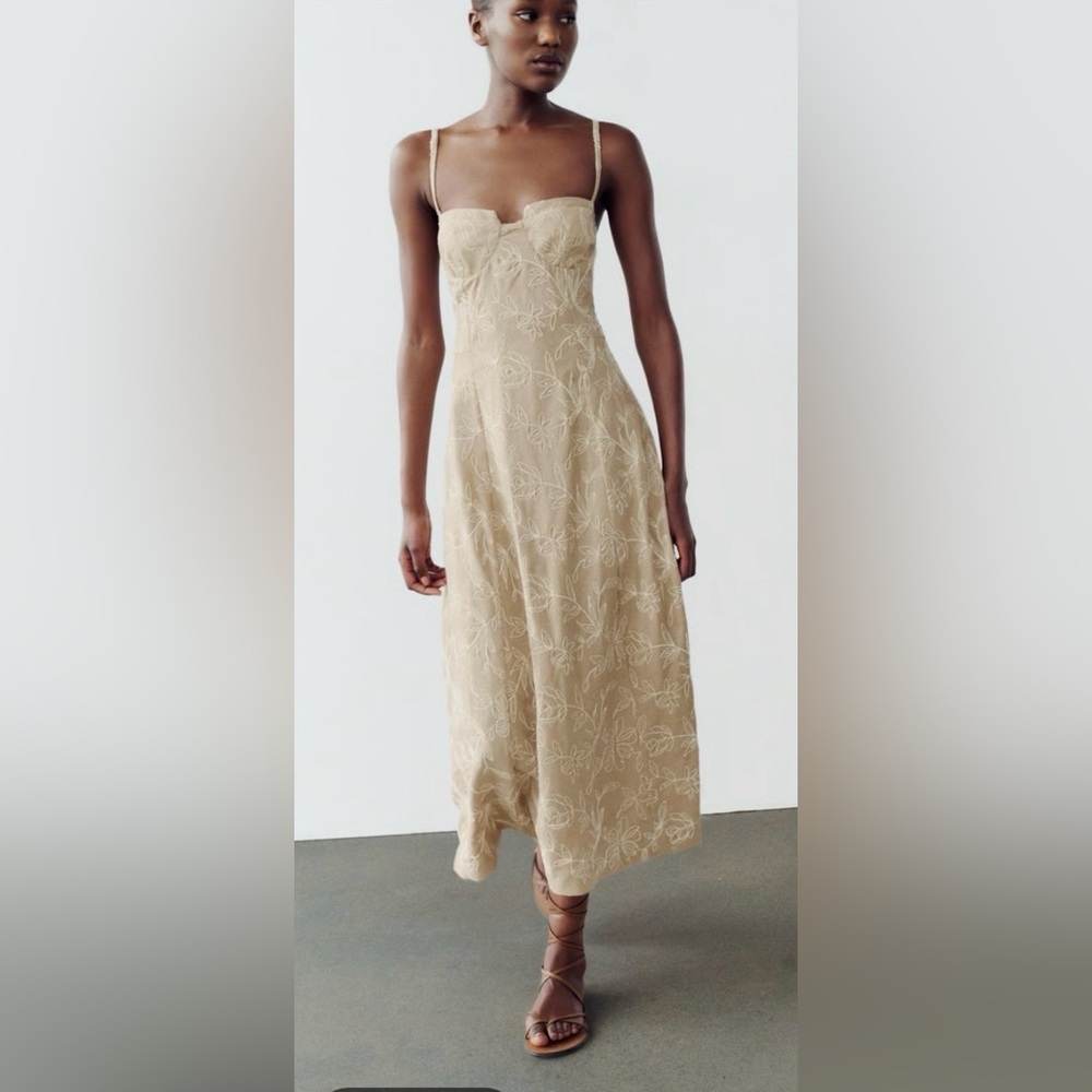 Zara embroidered corset top dress